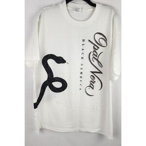 Vtg Opal Nera Black‎ Sambuca Single Stitch Wrap Around T Shirt XL